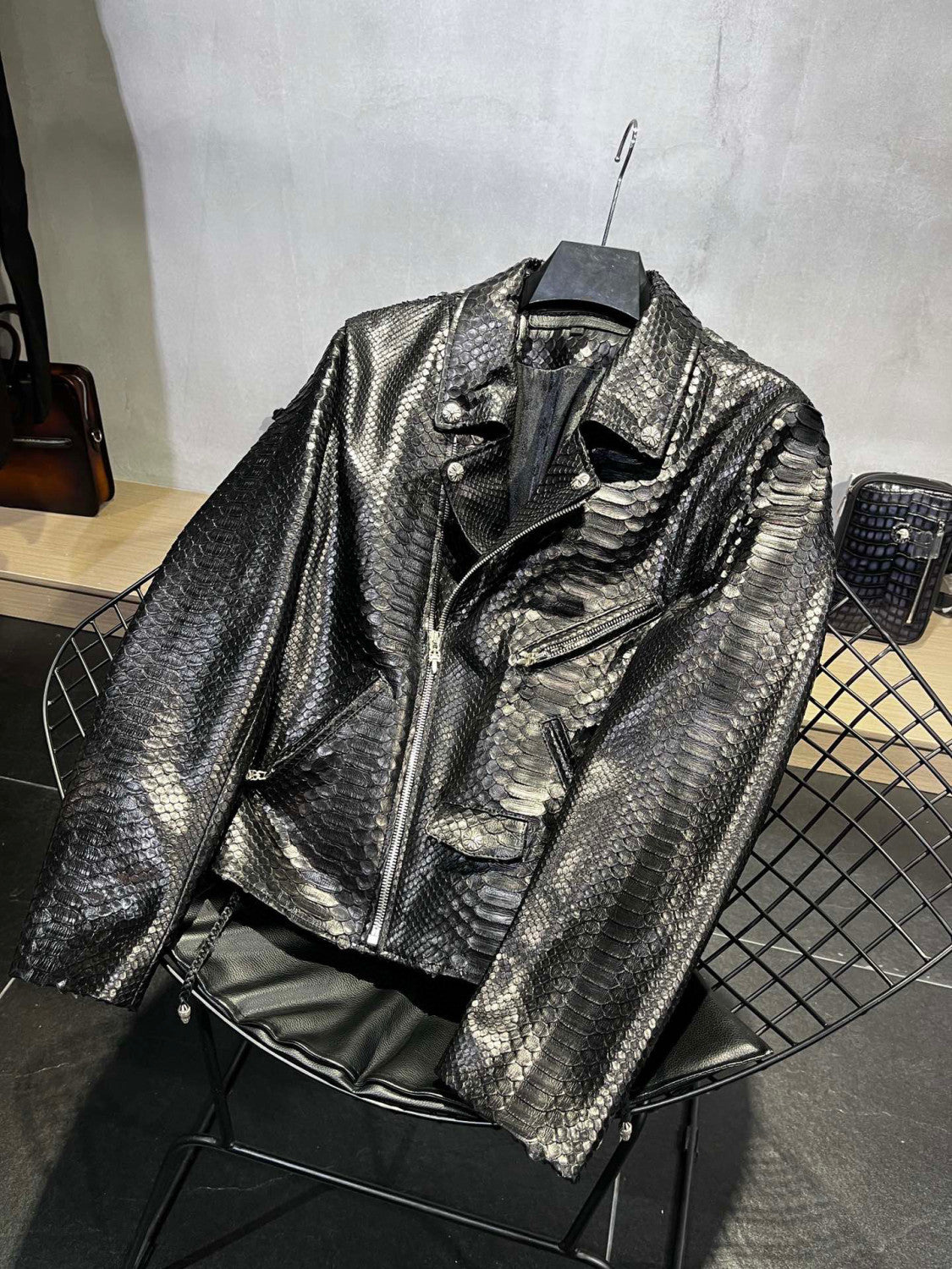 Chrome Hearts Scale Biker Leather Jacket #96638