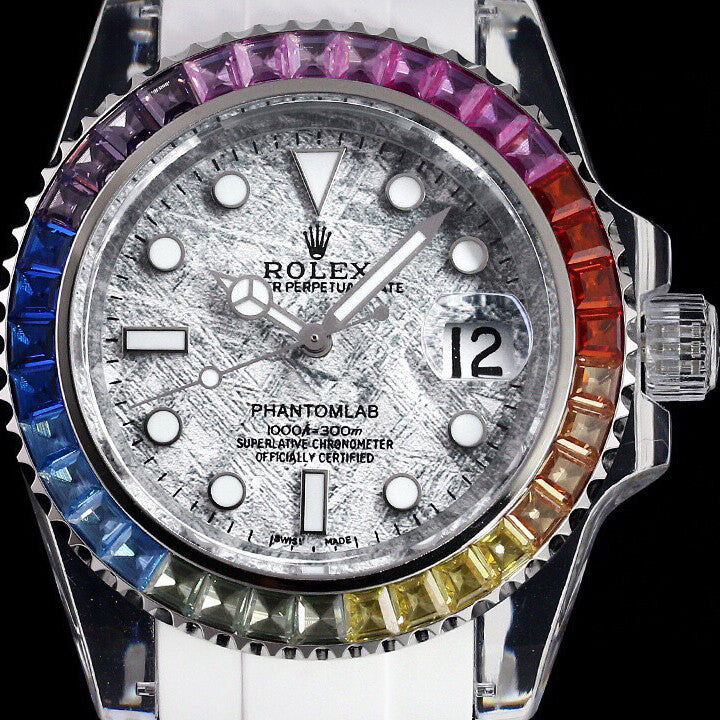 Rolex glass crystal series white tape plus transparent tape blue luminous watch accessories jewelry #82249