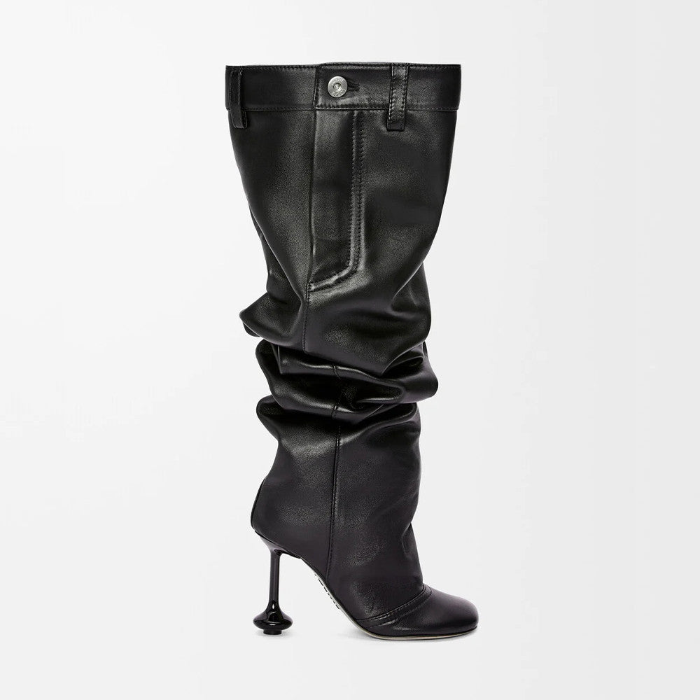 Loewe Women's Over-the-Knee Boots Solid-Color Leather Extra-Long Leg Boots Casual Shoes 10cm Heel Height #81718