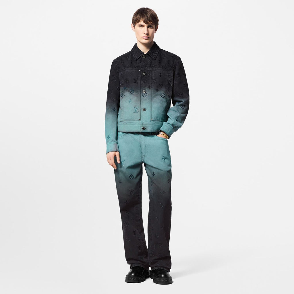Louis Vuitton Men's Spring/summer Tie-dye Embroidery Gradient Denim Suit Lapel Jacket Straight Leg Pants Set  #72323