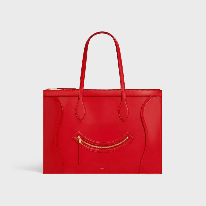 Celine Flat Cabas Smile Leather Bags Handbag Commuter Laptop Bag # 195374