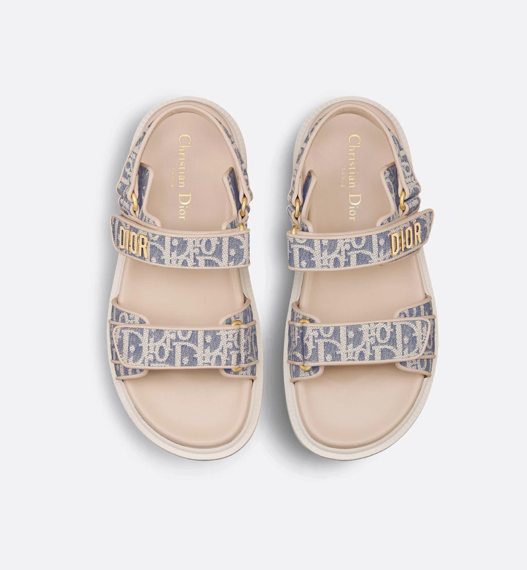 Dior Women's Summer Dioract Checkered Fabric Jacquard Round Head Velcro Solid Color Beach Sandals Casual Shoes #81261