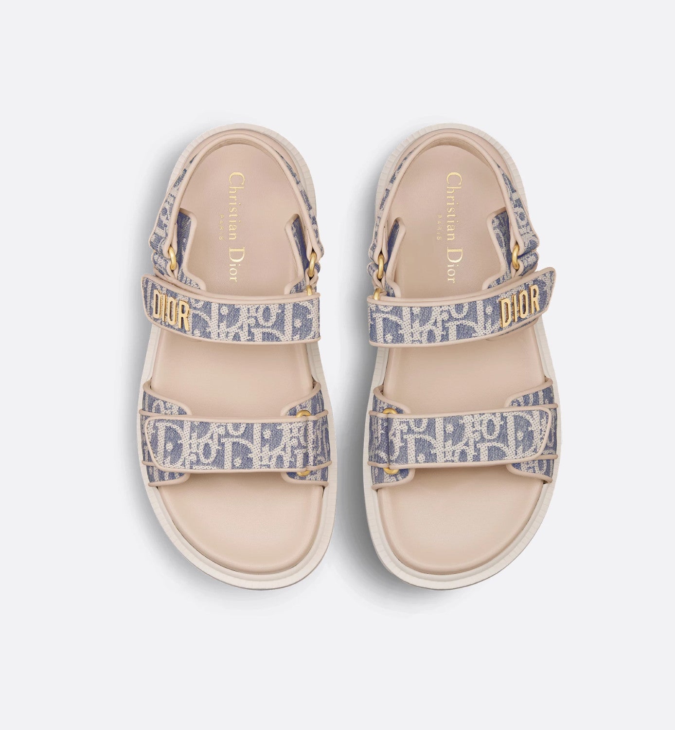 Dior Women's Summer Dioract Checkered Fabric Jacquard Round Head Velcro Solid Color Beach Sandals Casual Shoes #81261