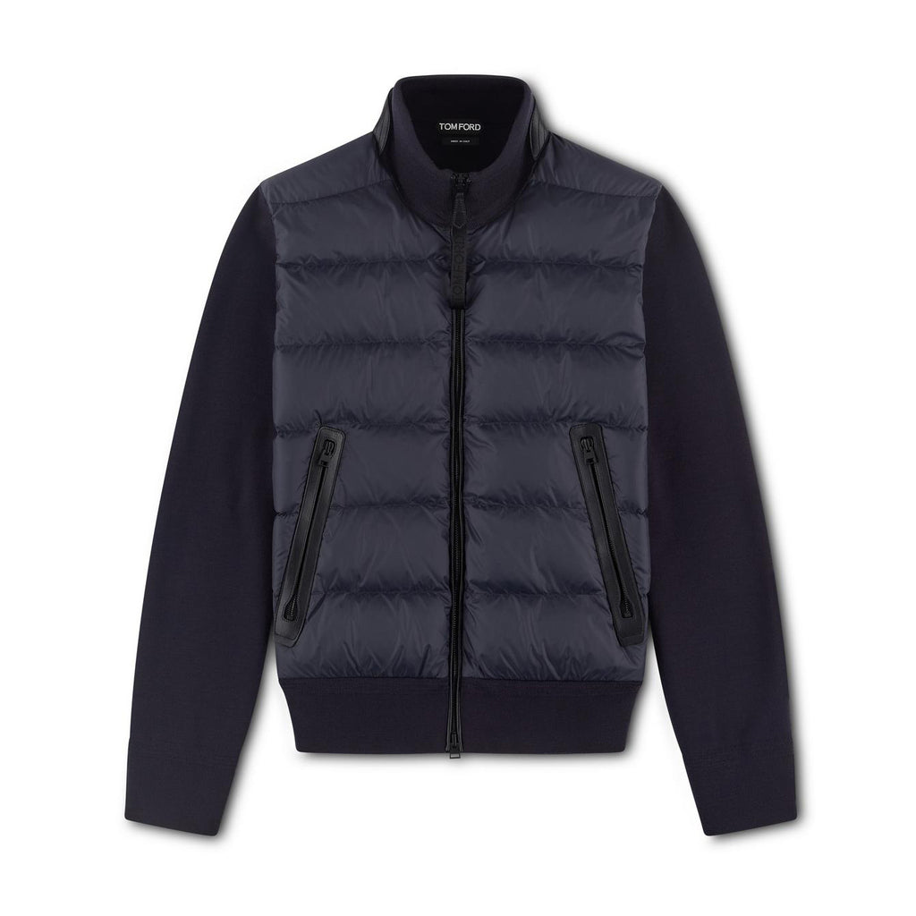 Tom Ford Men's Winter Knit Patchwork Down Zipper Jacket Nylon Fown Front Merino Blouson #97213