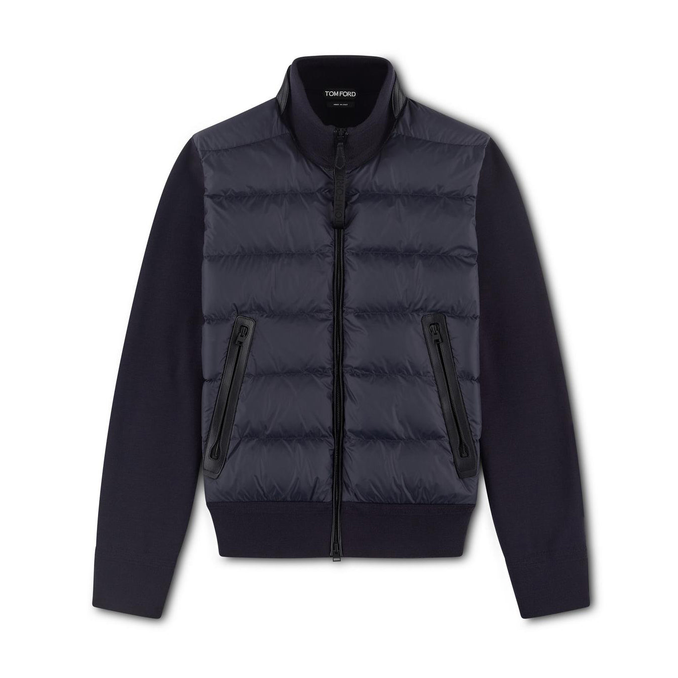 Tom Ford Men's Winter Knit Patchwork Down Zipper Jacket Nylon Fown Front Merino Blouson #97213