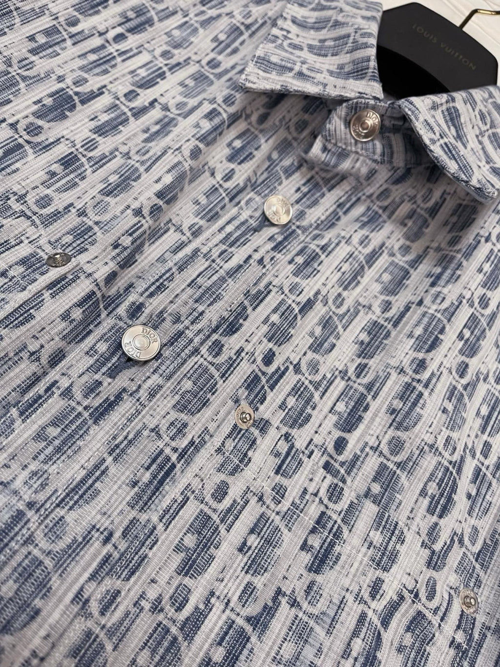 Dior Men's Spring/Autumn Alphabet Print Single-Breasted Long-Sleeved Denim Shirt #77785