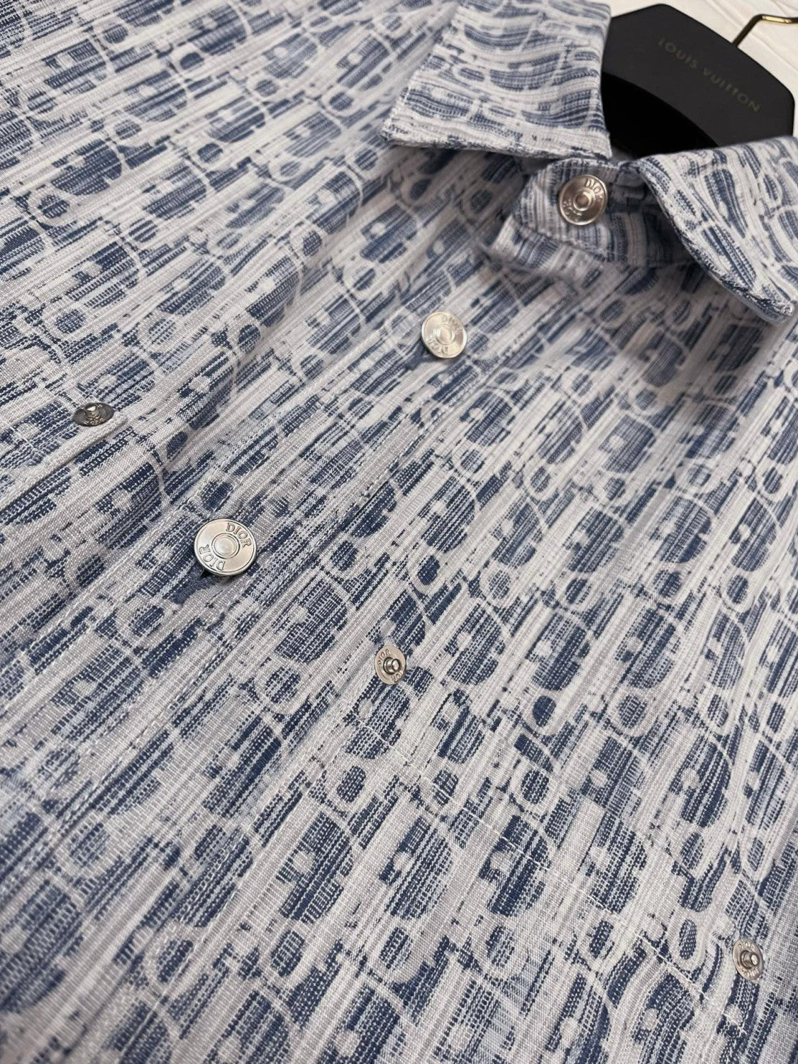 Dior Men's Spring/Autumn Alphabet Print Single-Breasted Long-Sleeved Denim Shirt #77785