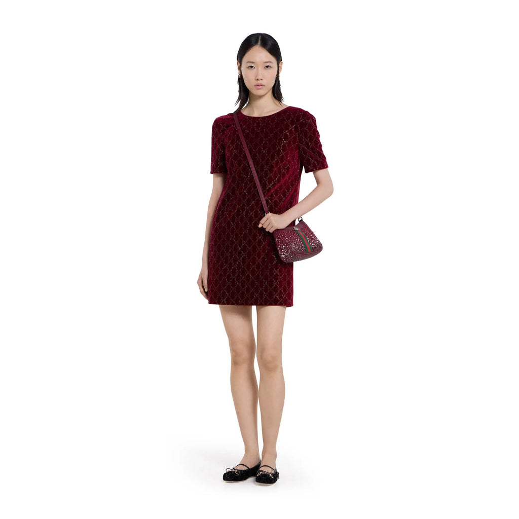 Gucci Ophidia Collection Crystal-Embellished Small Shoulder Bag Fashion Striped Satin Ribbon Gold-Tone Hardware Clutch Bag Crossbody Bags #193418