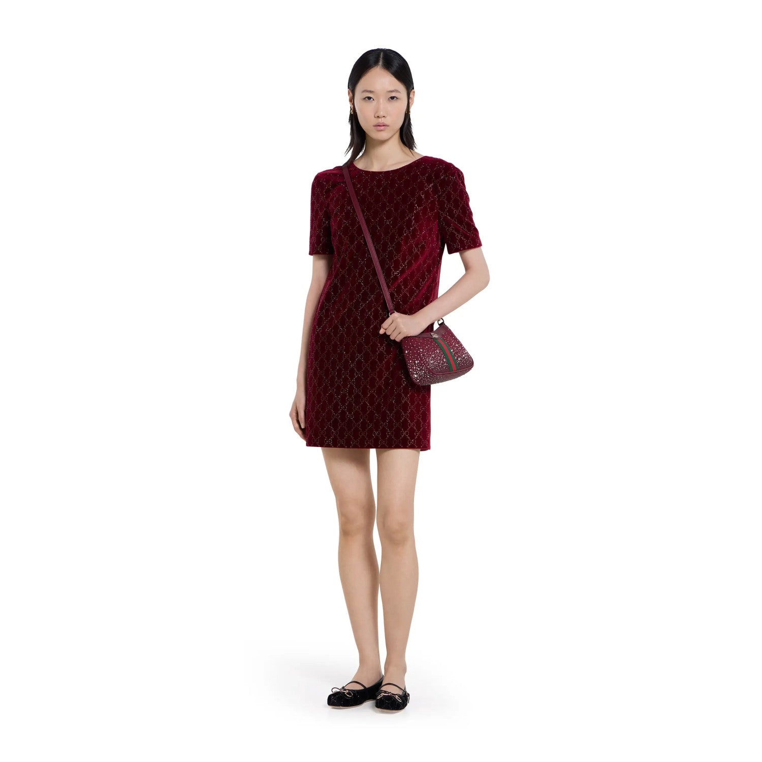 Gucci Ophidia Collection Crystal-Embellished Small Shoulder Bag Fashion Striped Satin Ribbon Gold-Tone Hardware Clutch Bag Crossbody Bags #193418