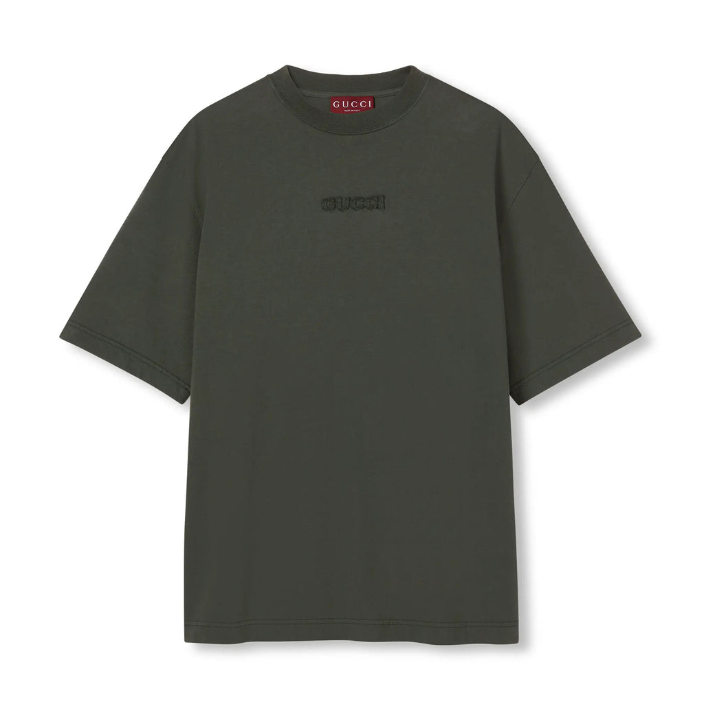 Gucci Men's Summer Solid Color Embroidered Letter Printed Cotton Round Neck Short Sleeve T-Shirt #75317