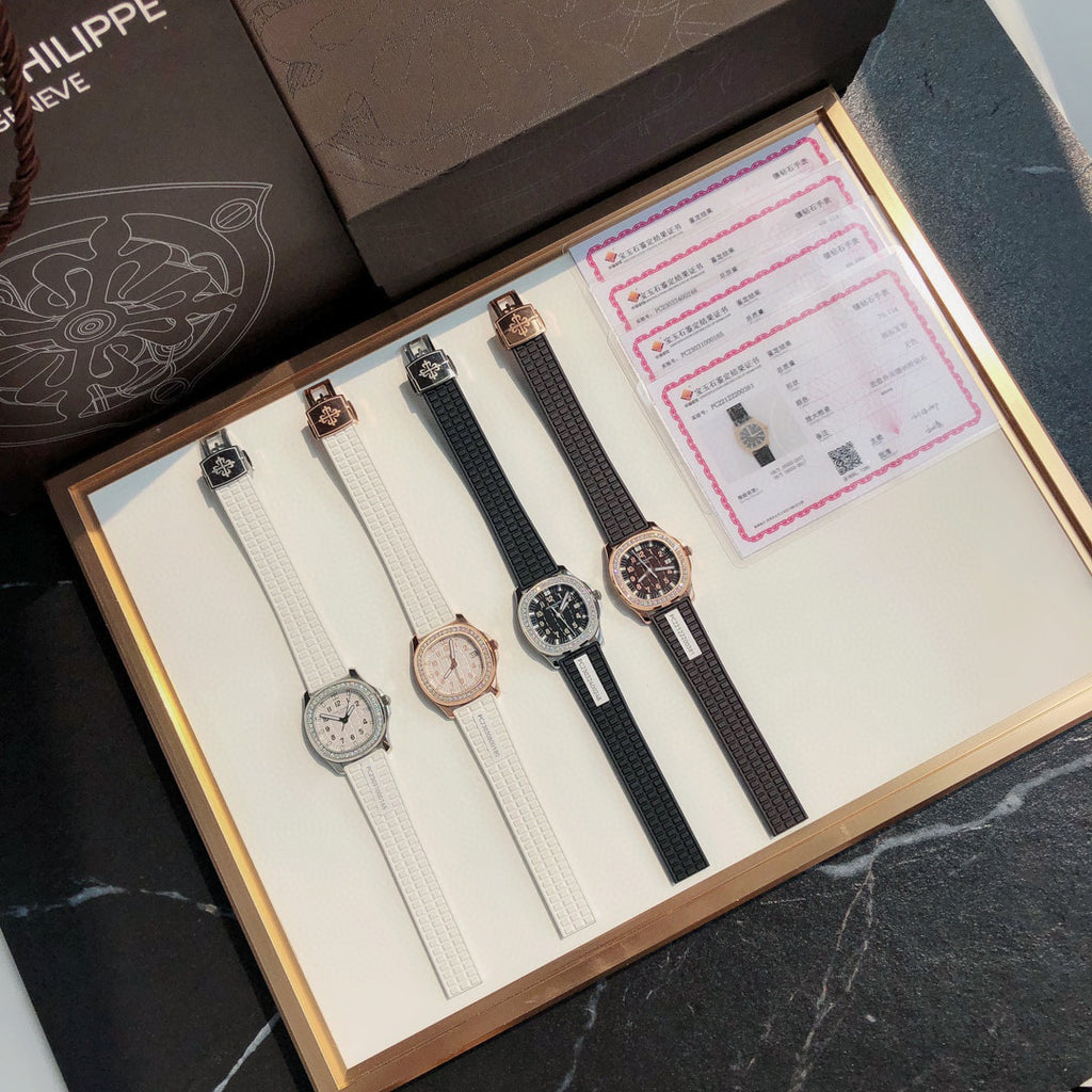 Patek Philippe Mechanical Watches With Diamonds On Silicone Straps Watch #96352