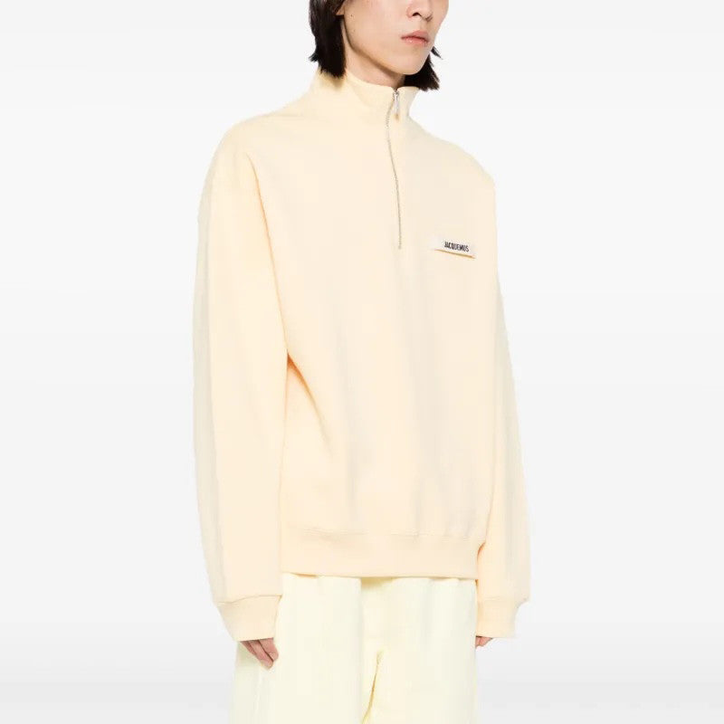 Jacquemus Men's Spring/Fall Fashion Casual High Neck Half Zip Embroidered Knit Logo Sweatshirt #78534