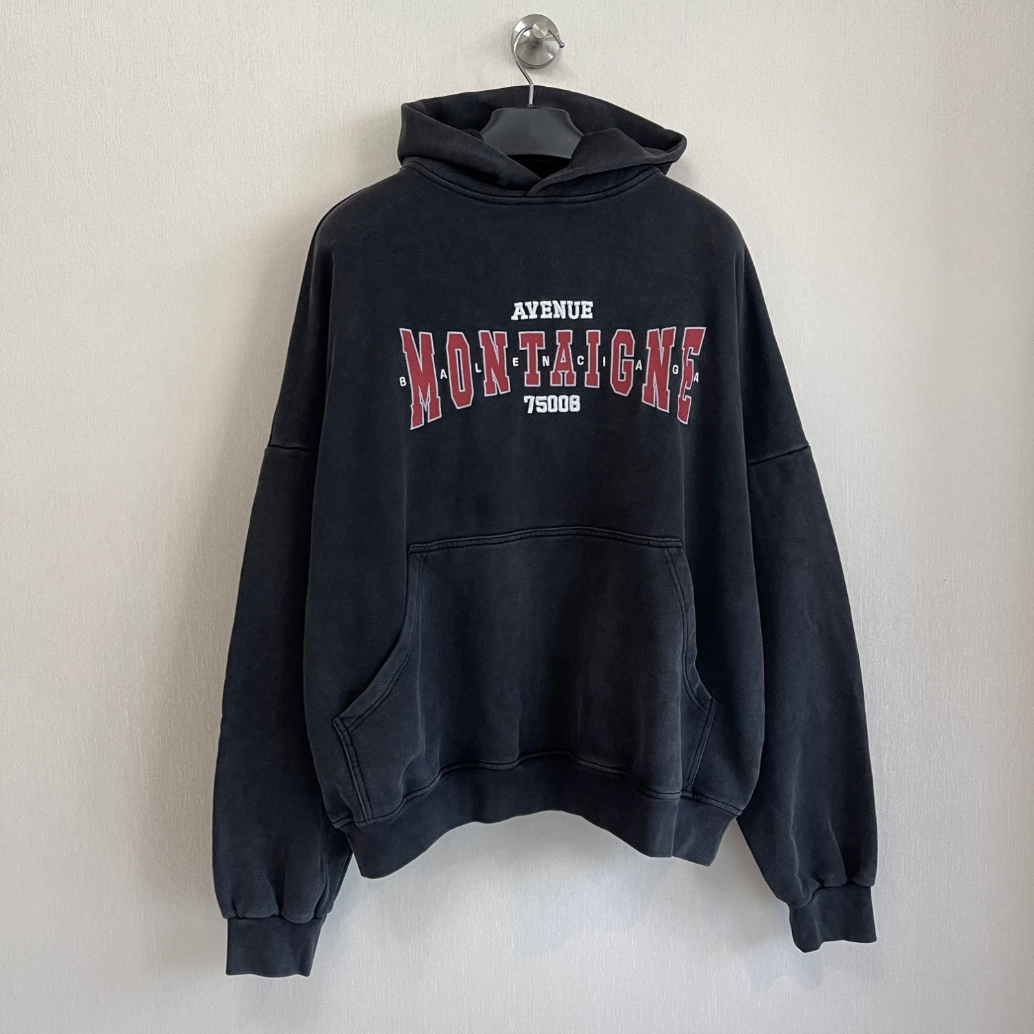 Balenciaga Men Women Spring Autumn High Street Letter Print Black Cotton Faded Loose Long Sleeve Hooded Sweatshirt Ngvp #9345