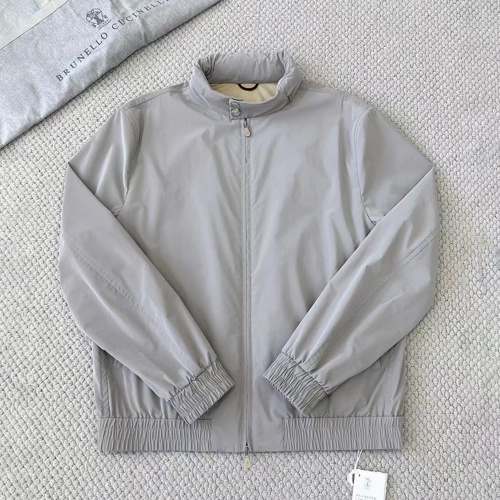 Brunello Cucinelli Men's Spring/Fall Fashion Casual Stand Collar Zipper Waist Elastic Long Sleeve Jacket #78776