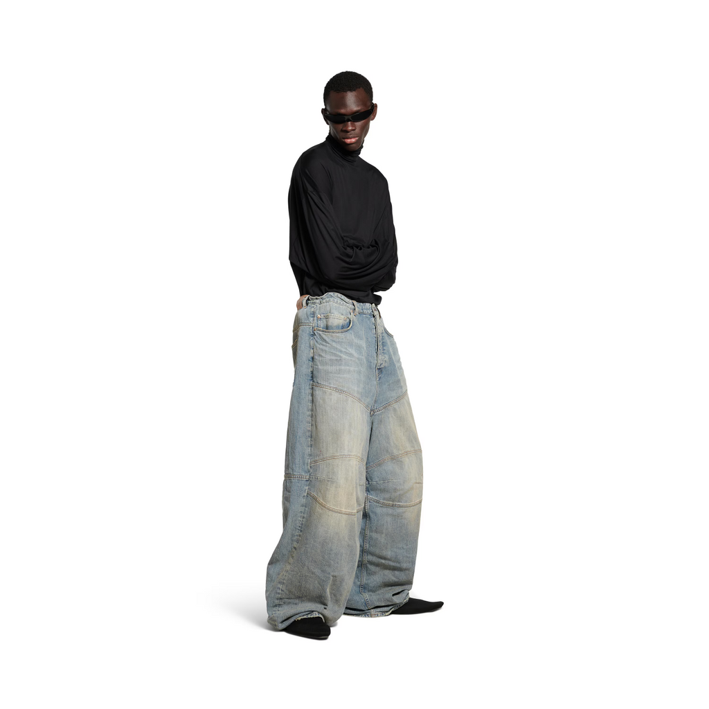 Balenciaga Men's Drawstring Loose Jeans Four Seasons Cotton Solid Color Casual Pants Ngvp #1513