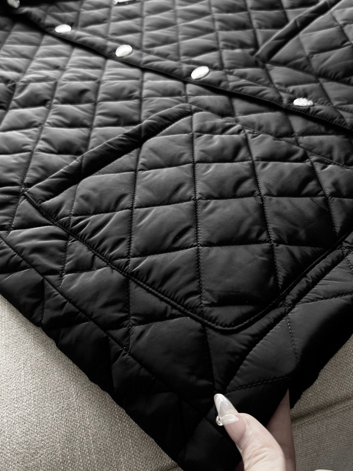 Prada Men's Autumn and Winter Solid Color Nylon Quilted Single Breasted Long Sleeve Puffer Down Jacket #73918