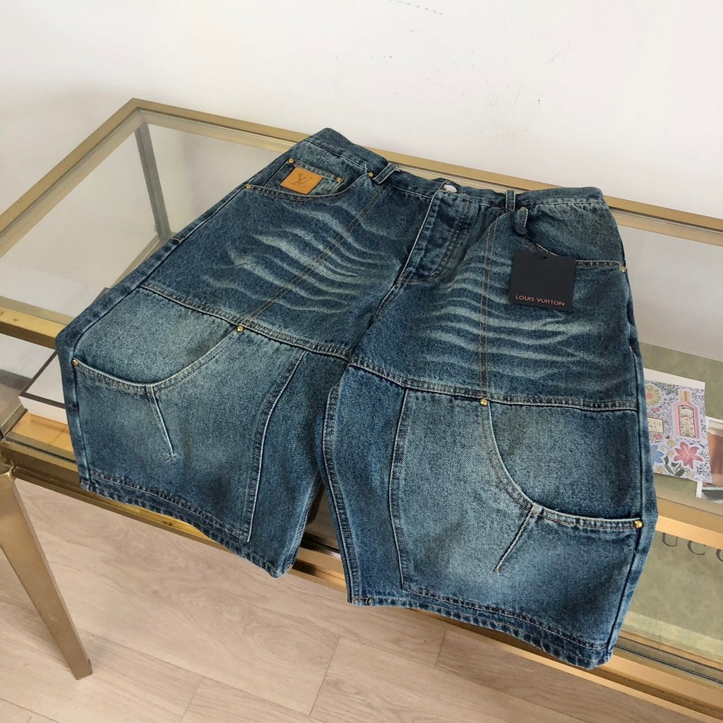 Louis Vuitton Men's Summer Solid Color Button Down Casual Jeans Pants #76481