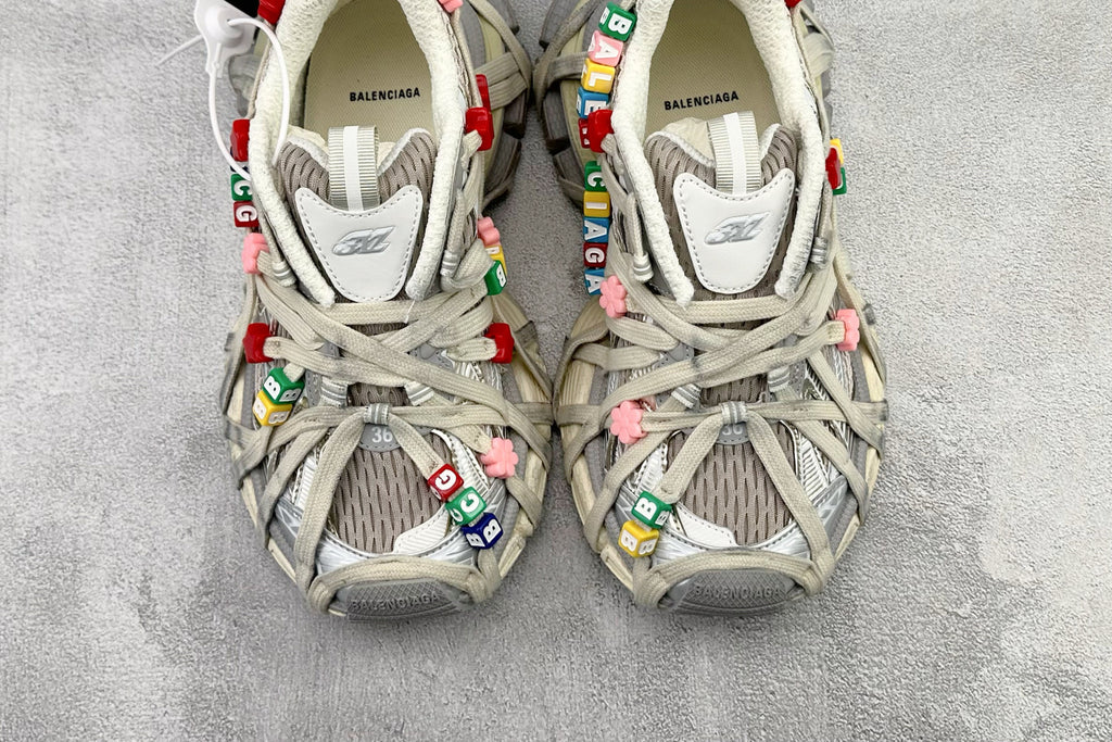 Balenciaga Women's 3xl Extreme Lace Sneaker in Eggshell Multicolor #376551