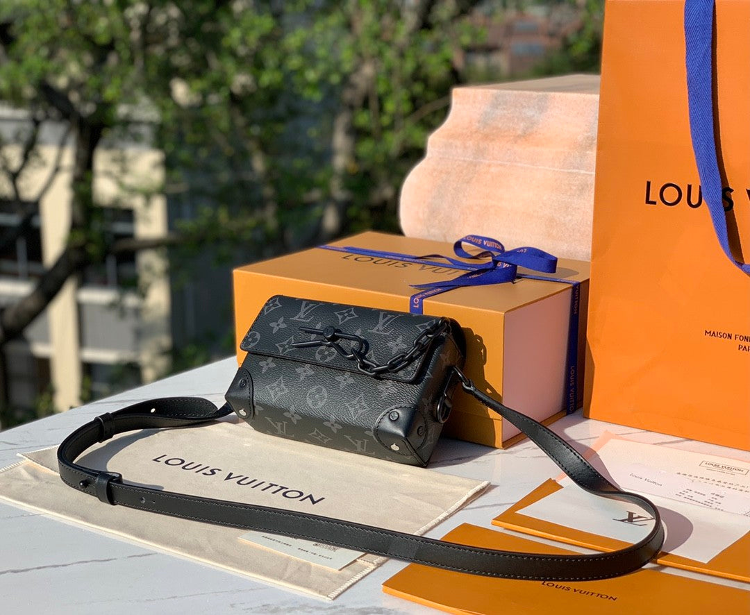 Louis Vuitton Steamer Men's Solid Color Classic Letter Printed Buckle Adjustable Shoulder Strap Coated Canvas with Cowhide Trim Shoulder Crossbody Bag Bags #75369