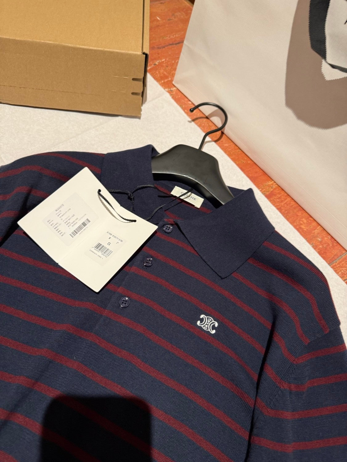 Celine Men's Summer Striped Color-block Short-sleeve Polo Shirt Knitted Fashion Casual T-shirt #78114