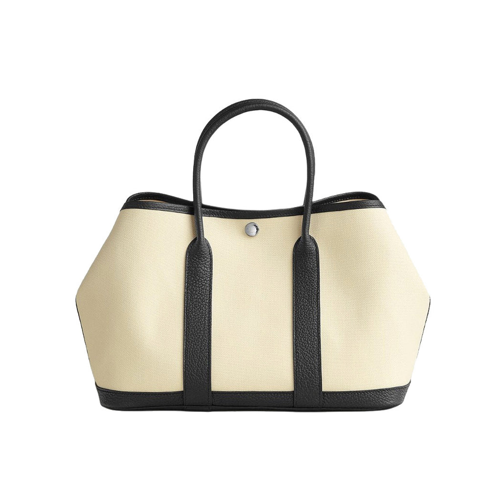Hermes Garden Party 30 Women's Silver Buckle Colour Blocking Canvas and Calfskin Tote Bag Bags #76891
