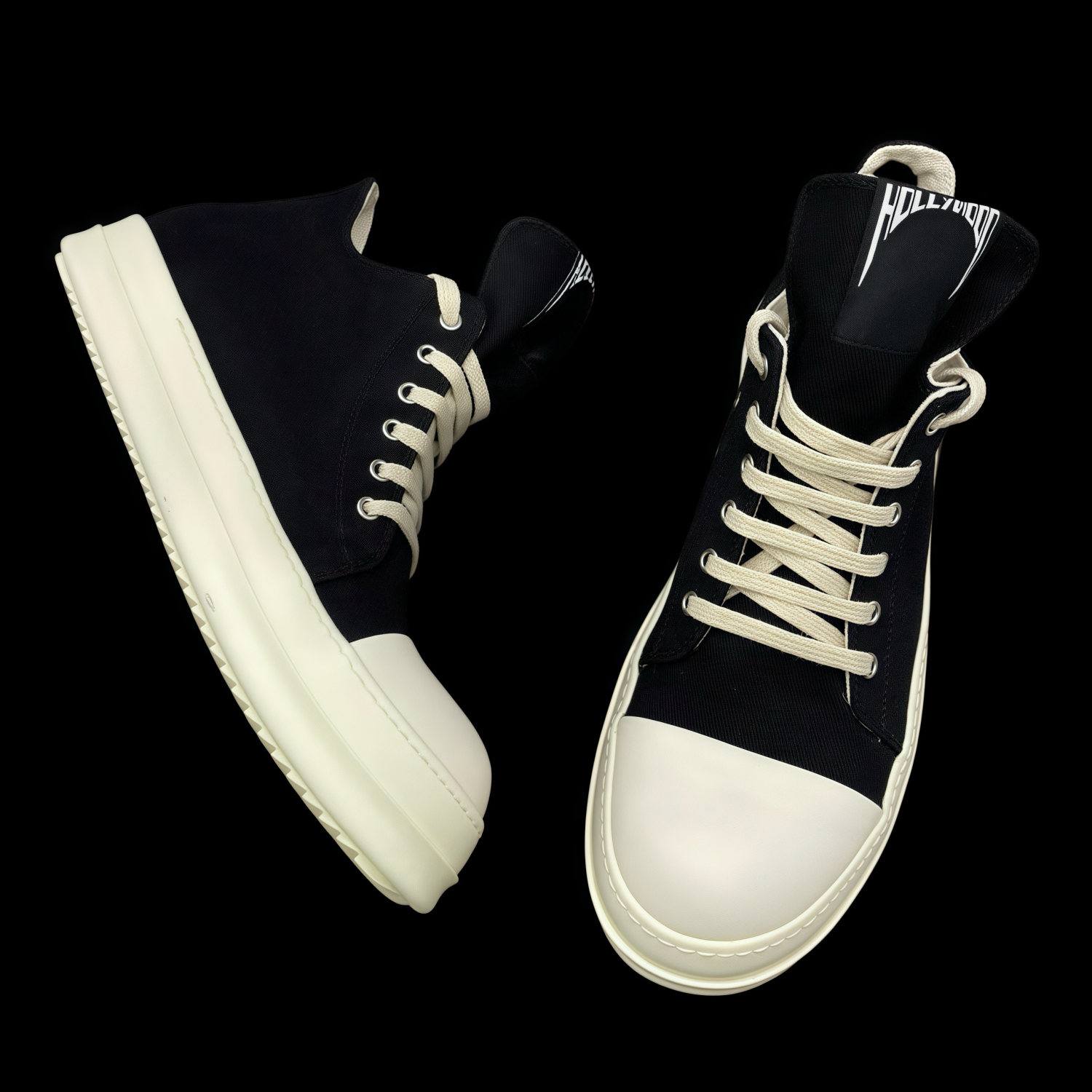 Rick Owens DRKSHDW Men's And Women's Spring/Summer Fashion Casual Solid Colour Low Top Coarse Twill Canvas And Leather Round Toe Lace Up Canvas Shoes #78279