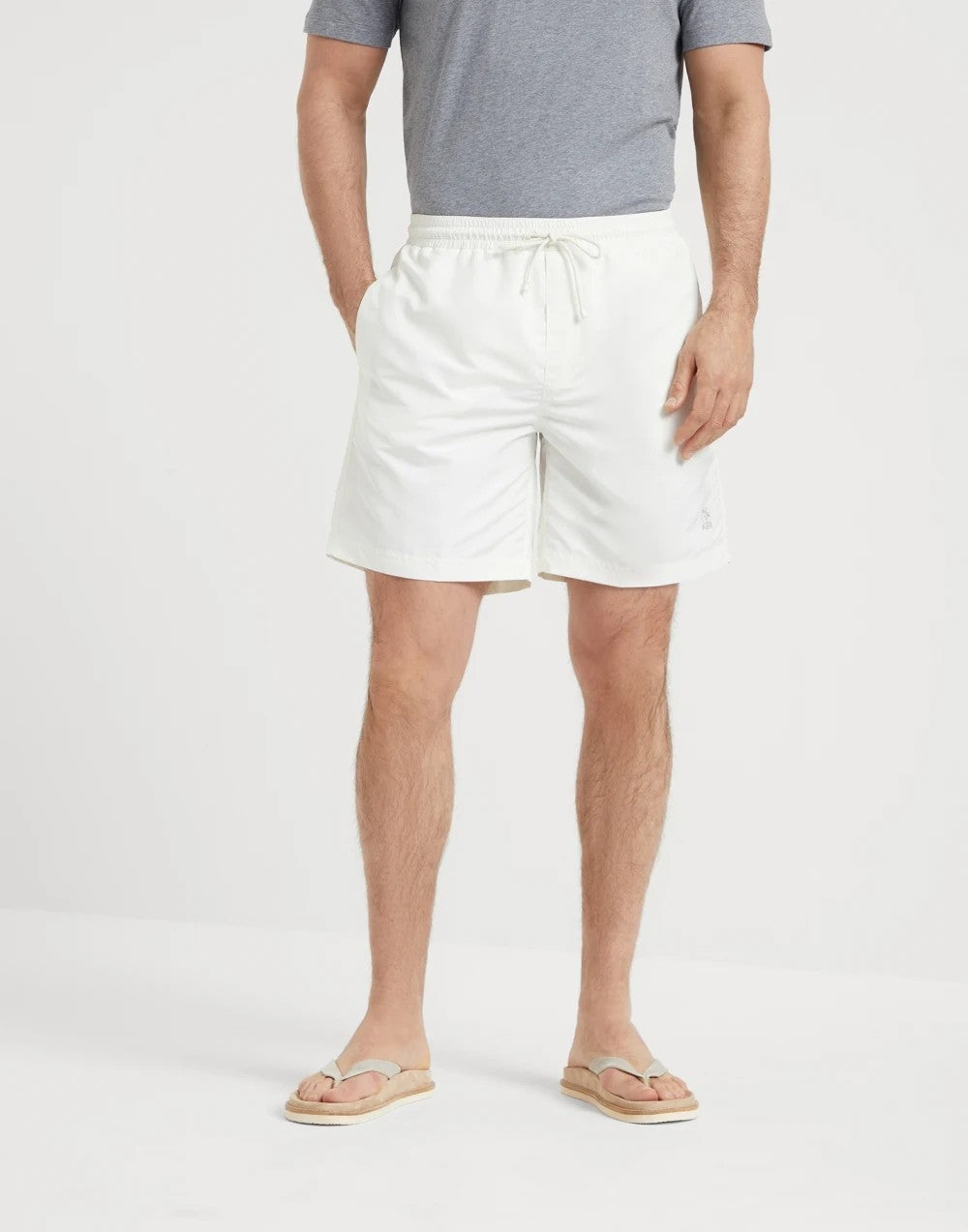 Brunello Cucinelli Men's Spring/Summer Fashion Solid Color Lace Up Casual Fit Swim Shorts Ngvp #8335