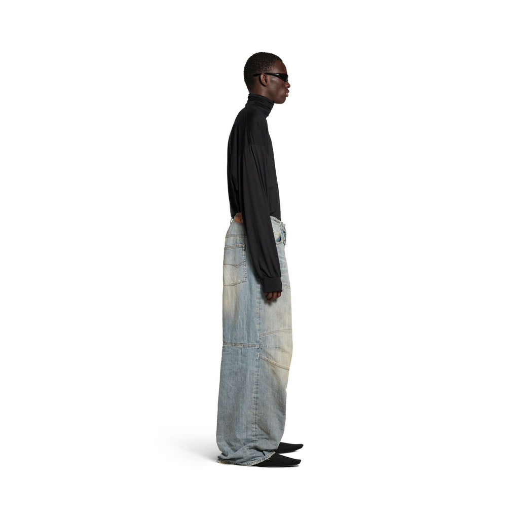 Balenciaga BAGGY Men's Spring/summer Scenic Webbing Contour Deconstructed Straight Leg Pants Denim Trend Old Wide Leg Pants Ngvp #9973