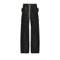 Rick Owens DRKSHDW Men's Spring Summer Waxed Double Loop Wide Leg Trousers Black High Street Shiny Loose Drawstring Straight Leg Trousers Drawstring Pants  Ngvp #1346