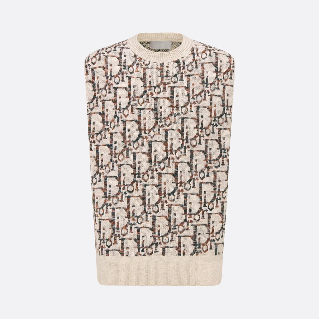 Dior Men's Summer Logo Jacquard Crew Neck Oblique Sleeveless Sweater knitted Vest #97554