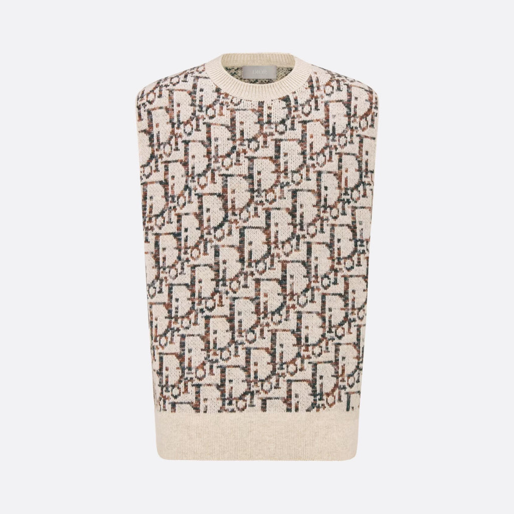 Dior Men's Summer Logo Jacquard Crew Neck Oblique Sleeveless Sweater knitted Vest #97554