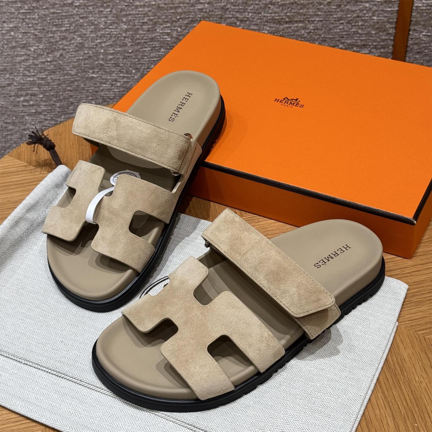 Hermes Women's Autumn and Winter Pure Color Suede Leather Casual Fashion Sandal Mop Shoes #77294