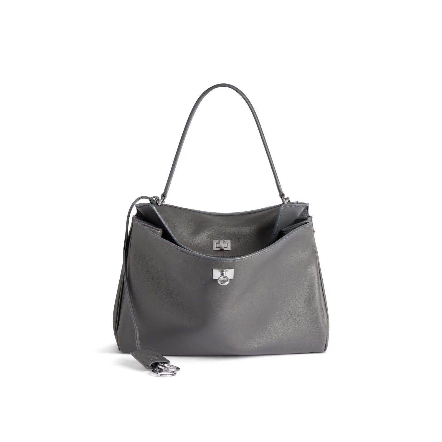 Balenciaga Women's Solid Color Large Capacity Rodeo Small Tote Casual Leather Silver Button Casual Shoulder Crossbody Bags Ngvp #9917