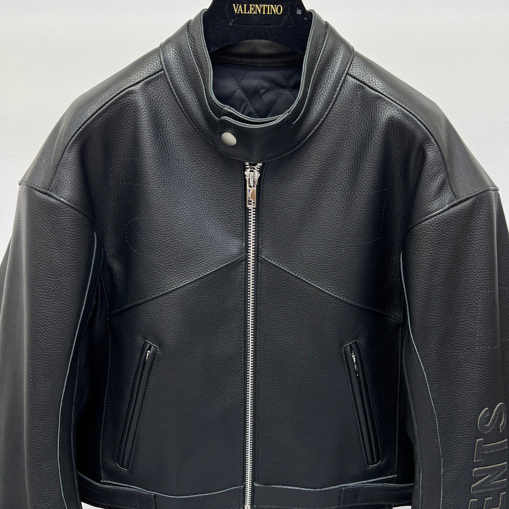 Vetements Black Short Sleeved Leather Jacket #21919