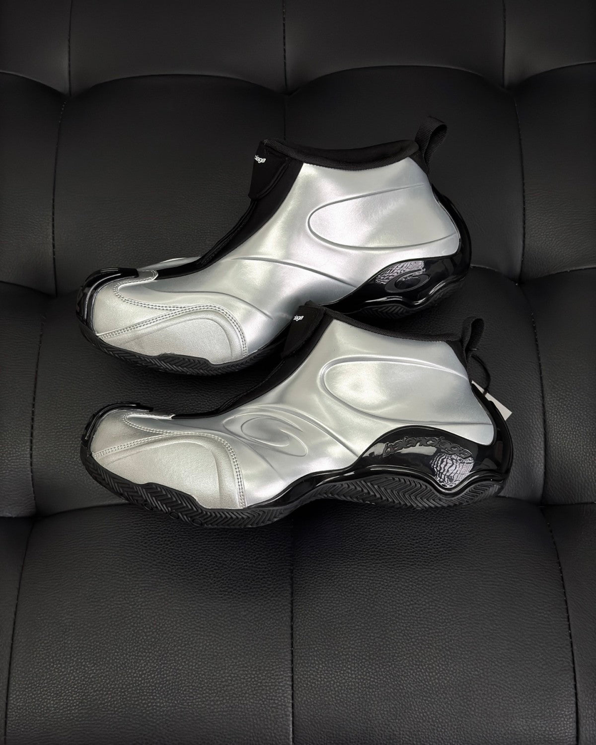 Balenciaga Basketball White Distressed Round Toe Zipper Basketball Shoes #332802