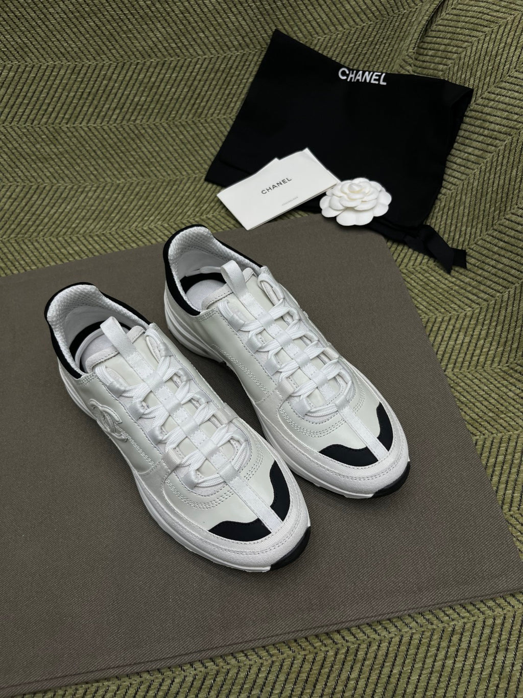 Chanel Men's And Women's Spring/Fall Fashion Casual Round Toe Lace Up Leather Suede Sneakers with Slightly Thickened Sole Shoes #78726