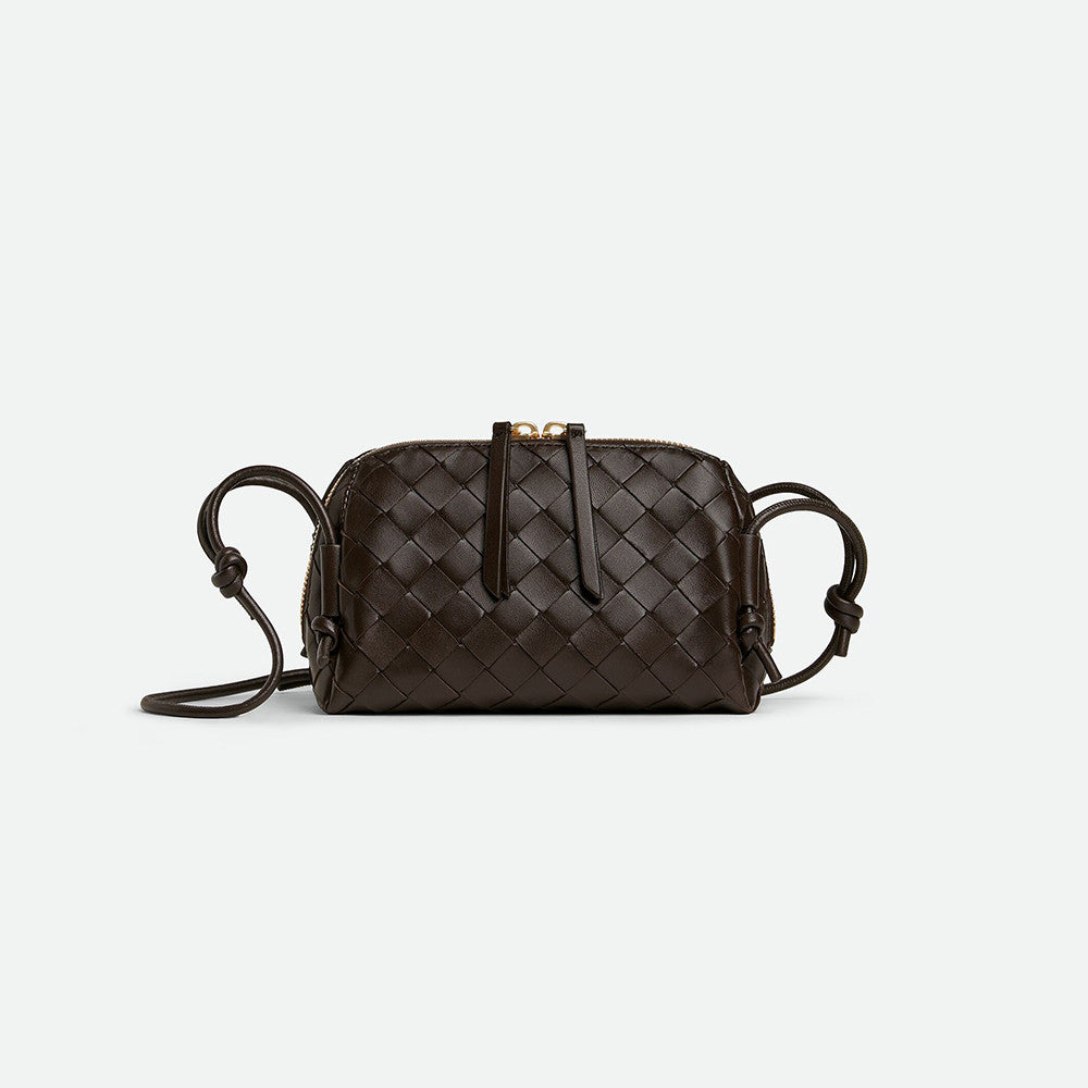 Bottega Veneta Women's Concert Intrecciato Weave Adjustable Tubular Shoulder Strap Sliding Knotted Sheepskin Clutch #332754