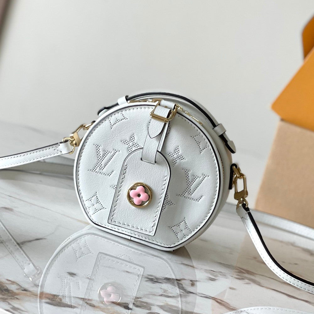 Louis Vuitton Mini Boîte Chapeau Flower Ring Women's Detachable Adjustable Shoulder Strap Zip Closure Solid Colour Cow Leather Handbag Shoulder Crossbody Bag Bags #76822