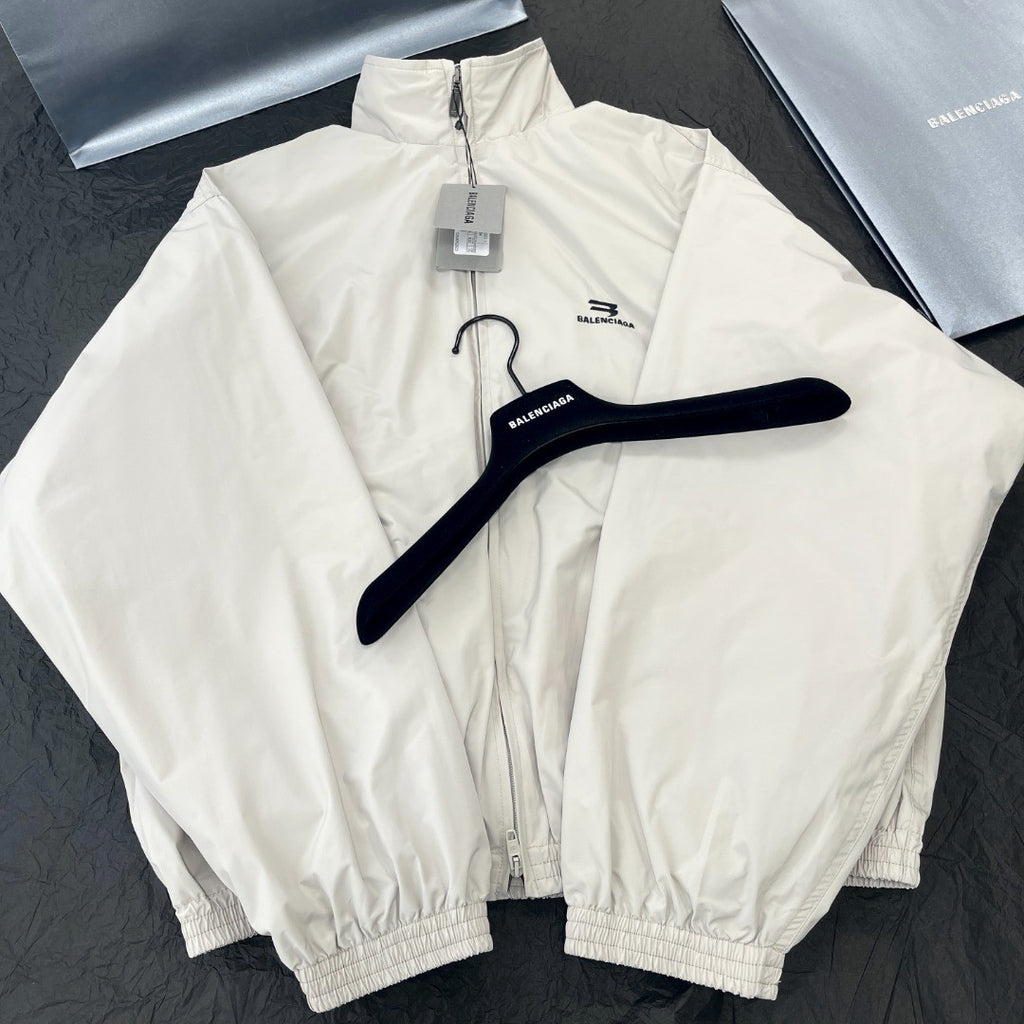 Balenciaga Men's Spring/Autumn Solid Color Embroidered Logo Print Zipper Long Sleeve Jacket #77782