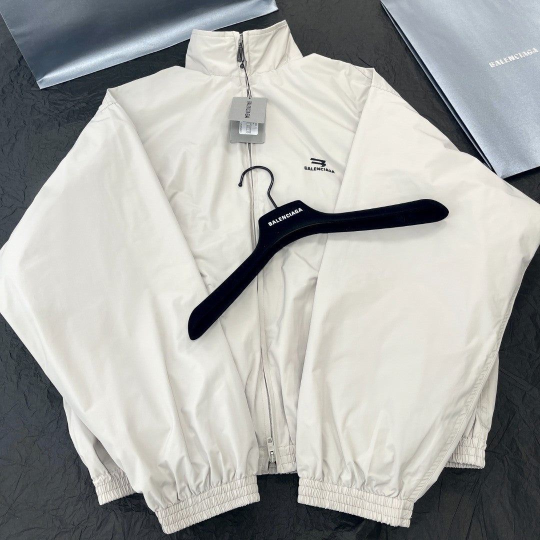 Balenciaga Men's Spring/Autumn Solid Color Embroidered Logo Print Zipper Long Sleeve Jacket #77782