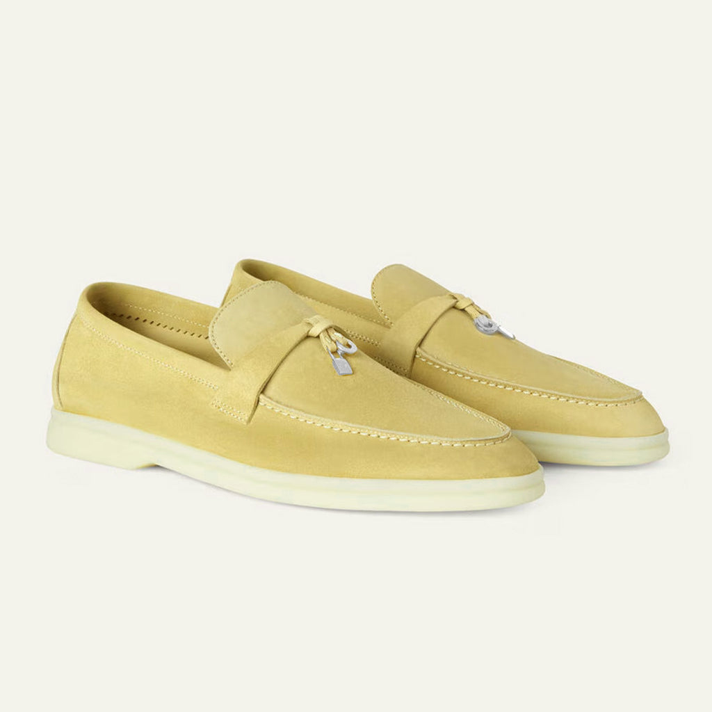 Loro Piana Women's Summer Charms Walk Mocassin Shoes Suede Round-Toe Solid-Color All-Season Casual Shoes #81538