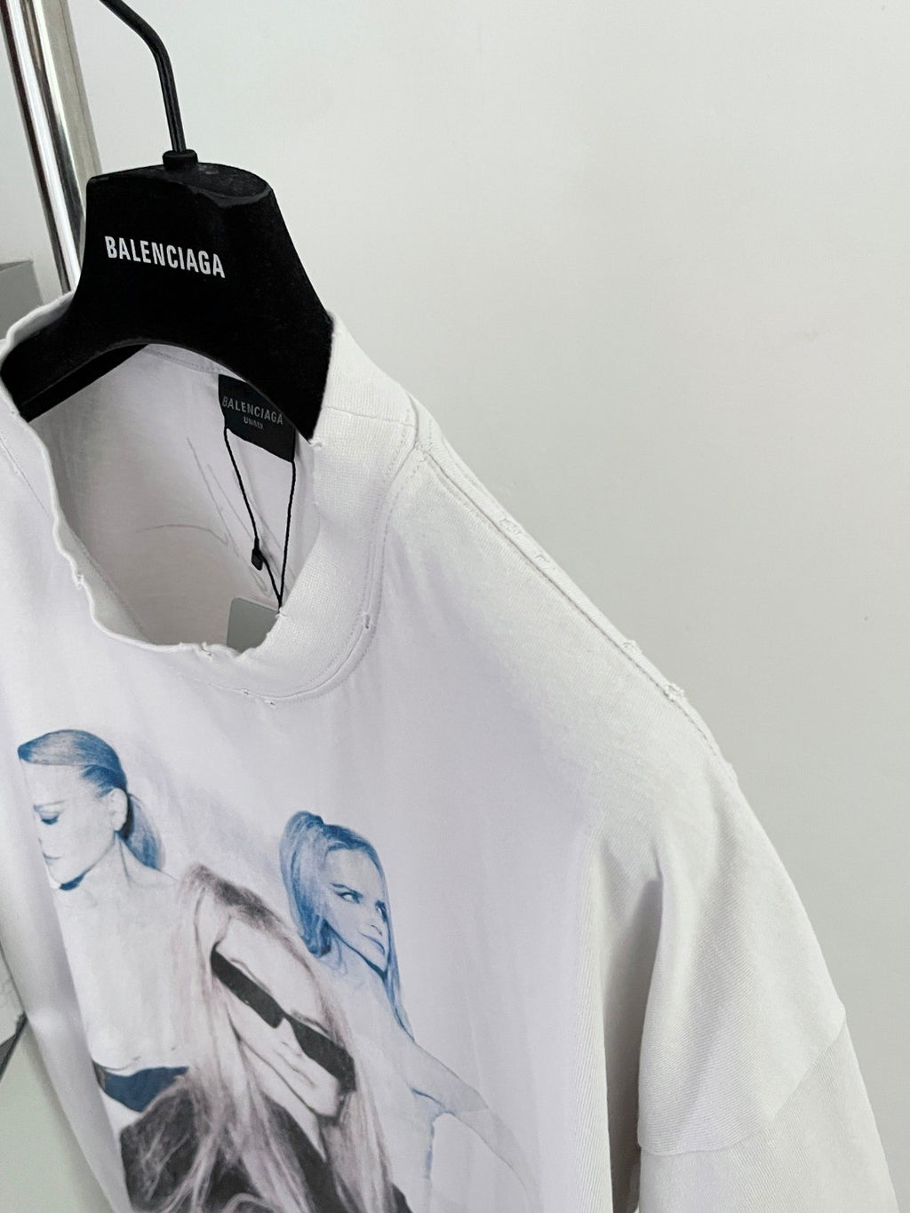 Balenciaga Nicole Kidman Ambassador Signature Portrait Men's Women's Summer Solid Color Pleated Washed Casual Loose Short Sleeve NICOLE BOXY T-Shirt Ngvp #1482