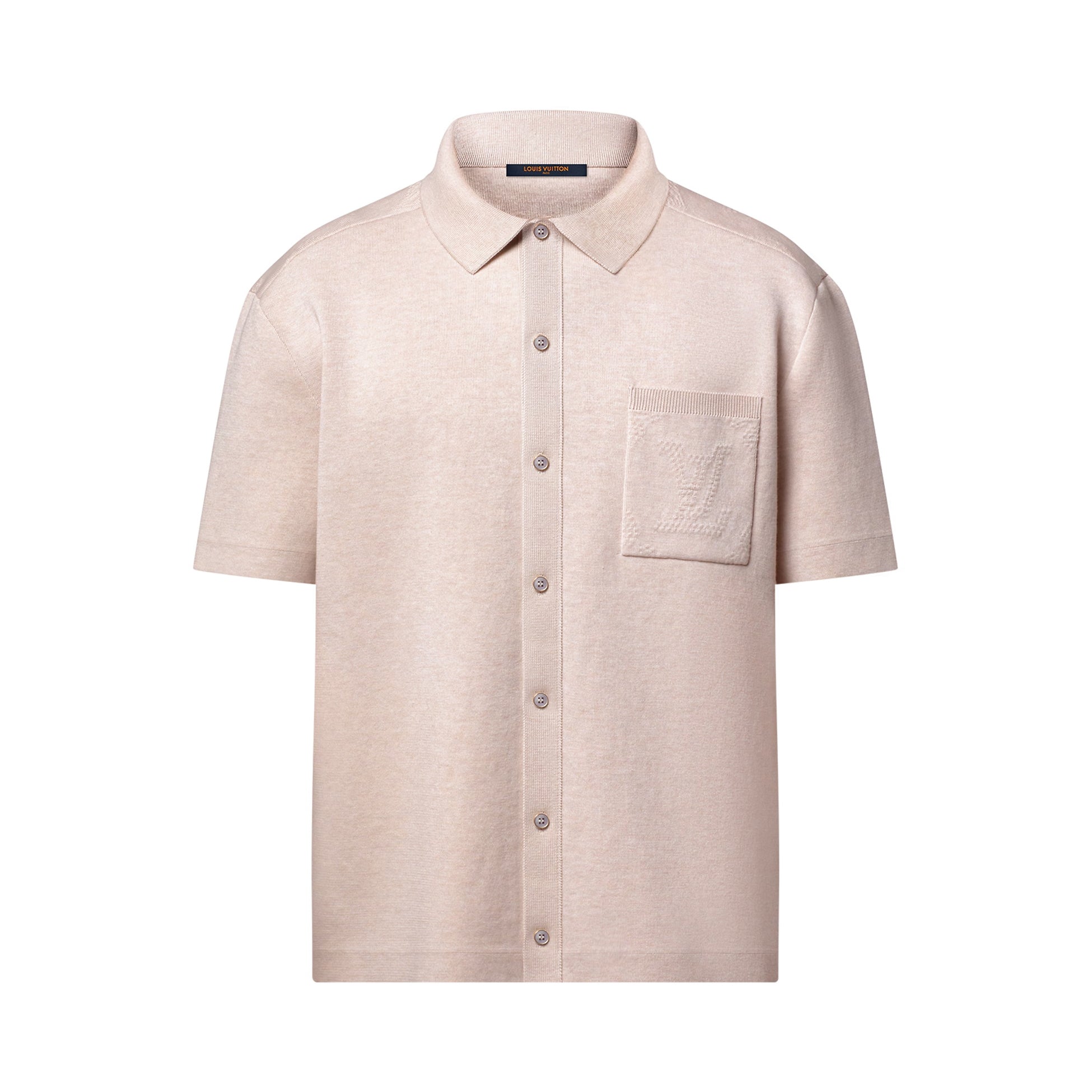 Louis Vuitton Men's Spring And Summer Solid Color Cotton Single Breasted Short Sleeved Shirt #75644