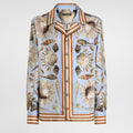 Dolce&Gabbana Men's Shell Printed Silk Twill Vanity Shirt Spring Summer Long Sleeve Single Breasted Color Clash Fashion Casual Shirt Jacket Ngvp #1977