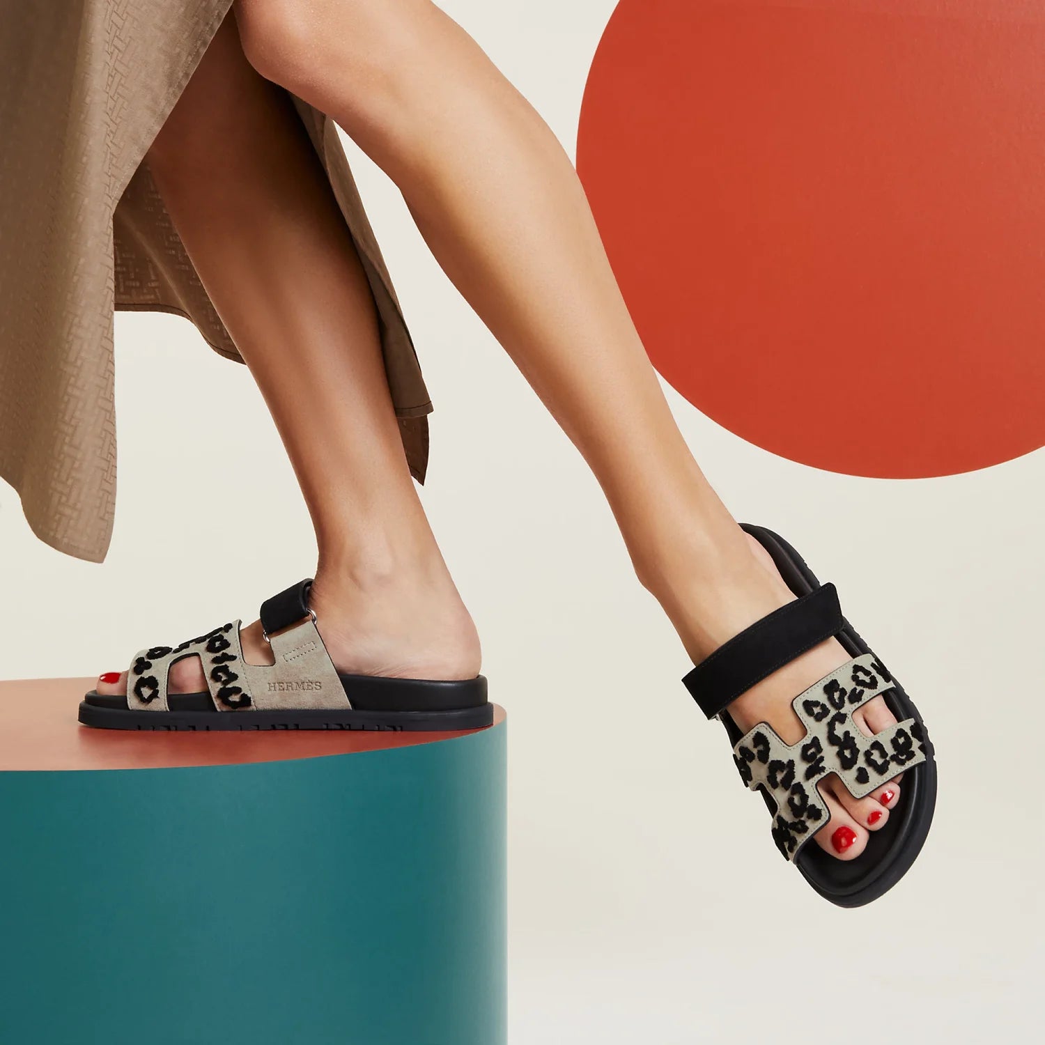 Hermès Chypre sandal Brown #376389