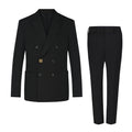 Louis Vuitton Men's Spring And Fall Black Wool Twill Double Breasted Blazer Jacket Casual Pants Suit Set #98626