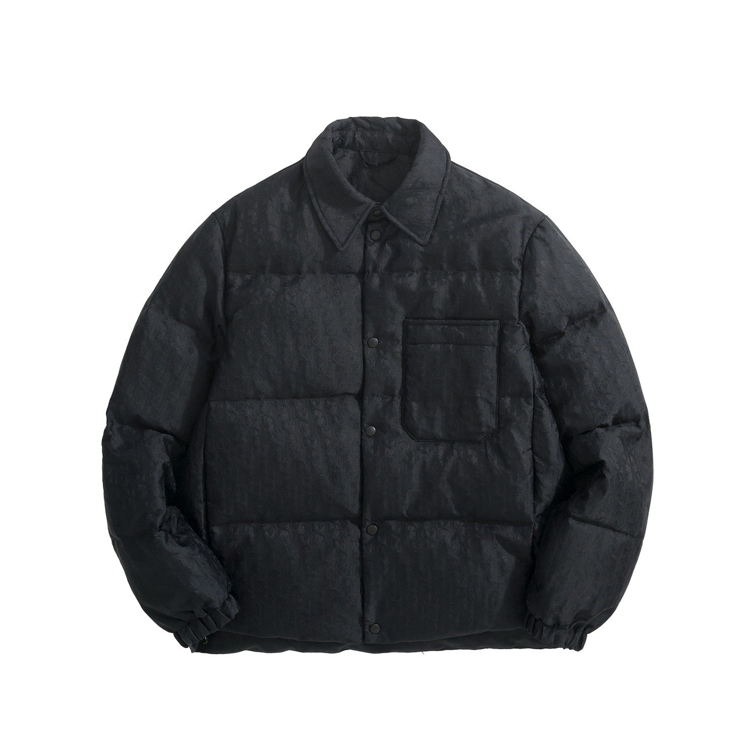 Dior Men's Fall And Winter Black Dark Logo Print Lapel Single Breasted Long Sleeved Puffer Down Jacket #74317
