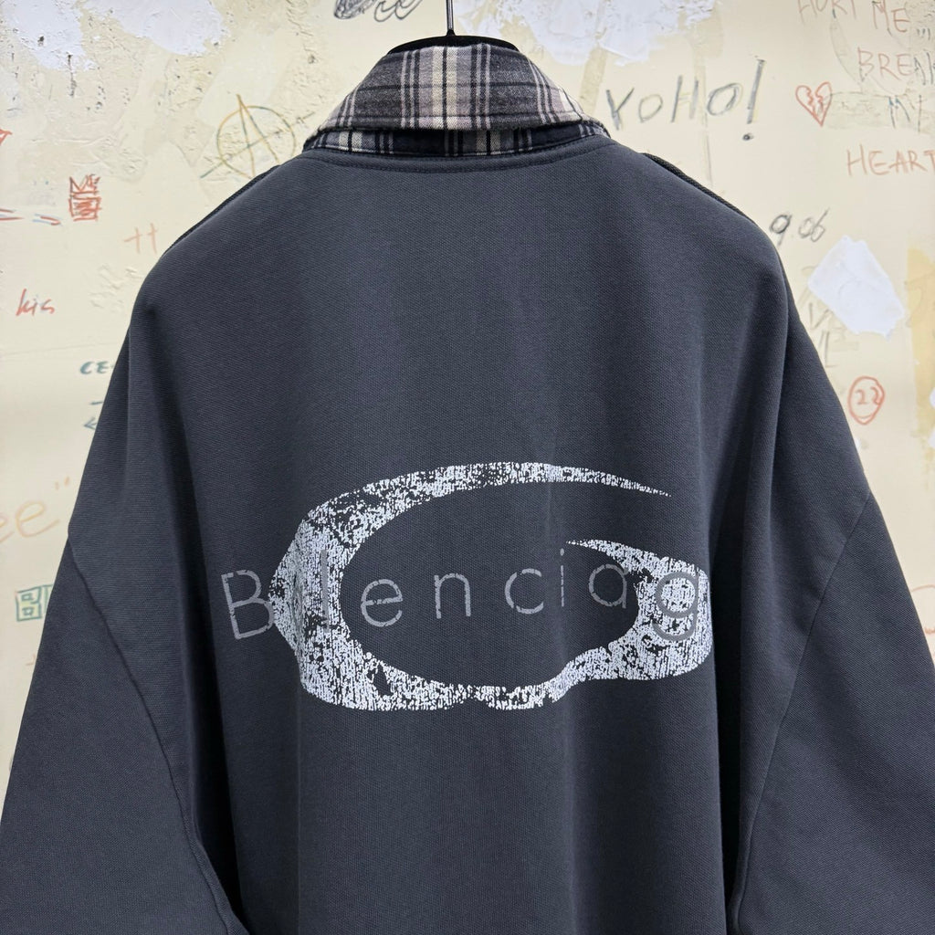 Balenciaga Men's Hybrid Overshirt in Blackgrey #333811