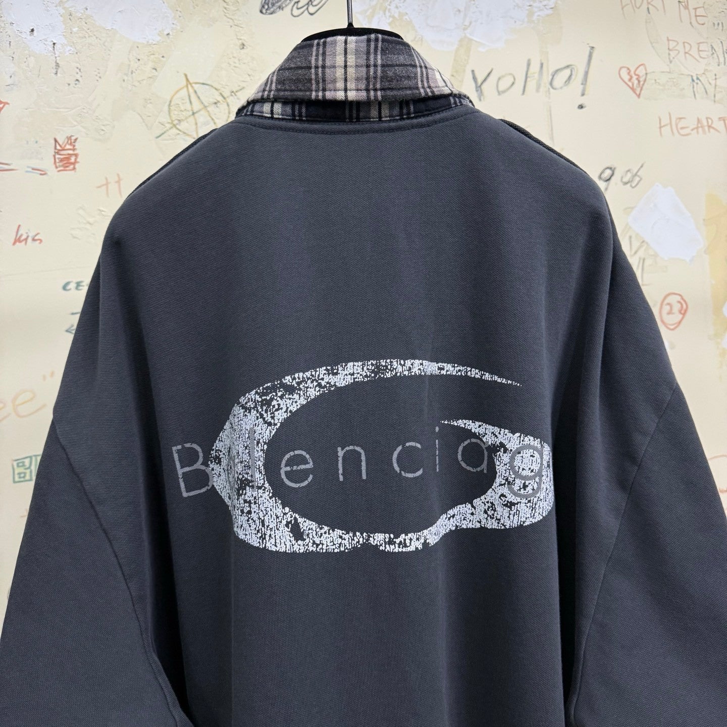 Balenciaga Men's Hybrid Overshirt in Blackgrey #333811
