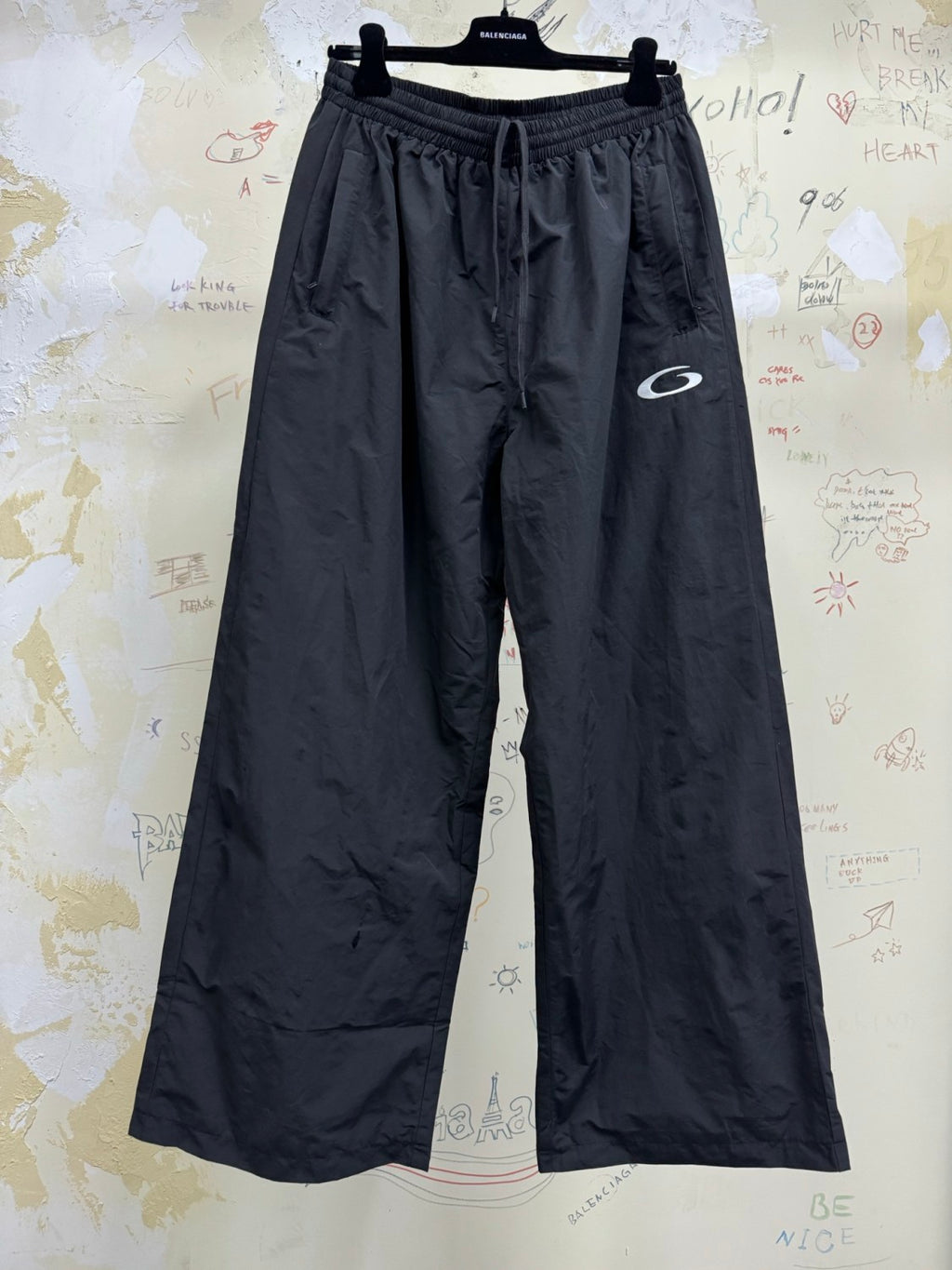 Balenciaga Men's Spring/Summer Solid Color Elastic Mid-Waist Lace-Up Casual Pants #75632